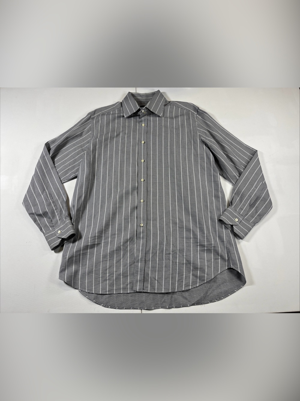 Etro Milano Button Up Shirt Men’s 44 Geometric Houndstooth Long Sleeve Italy